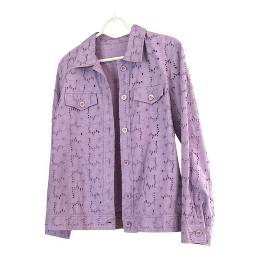 Appleseeds NWOT Eyelet Lace Embroidery Lavender jacket
 SzM Casual Office